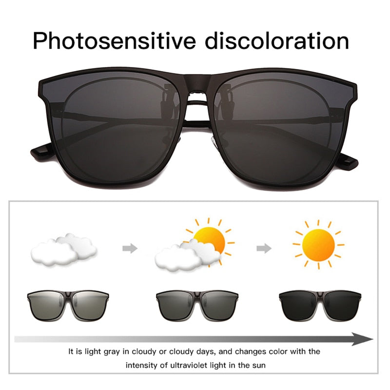Polarized Clip-On Sunglasses Men Photochromic Car Driver Goggles - PUPU