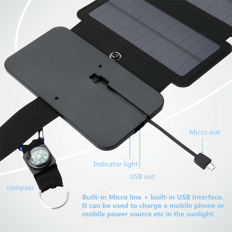 Portable Solar Charger Folding 10W Solar Cells 5V 2.1A USB Output - PUPU