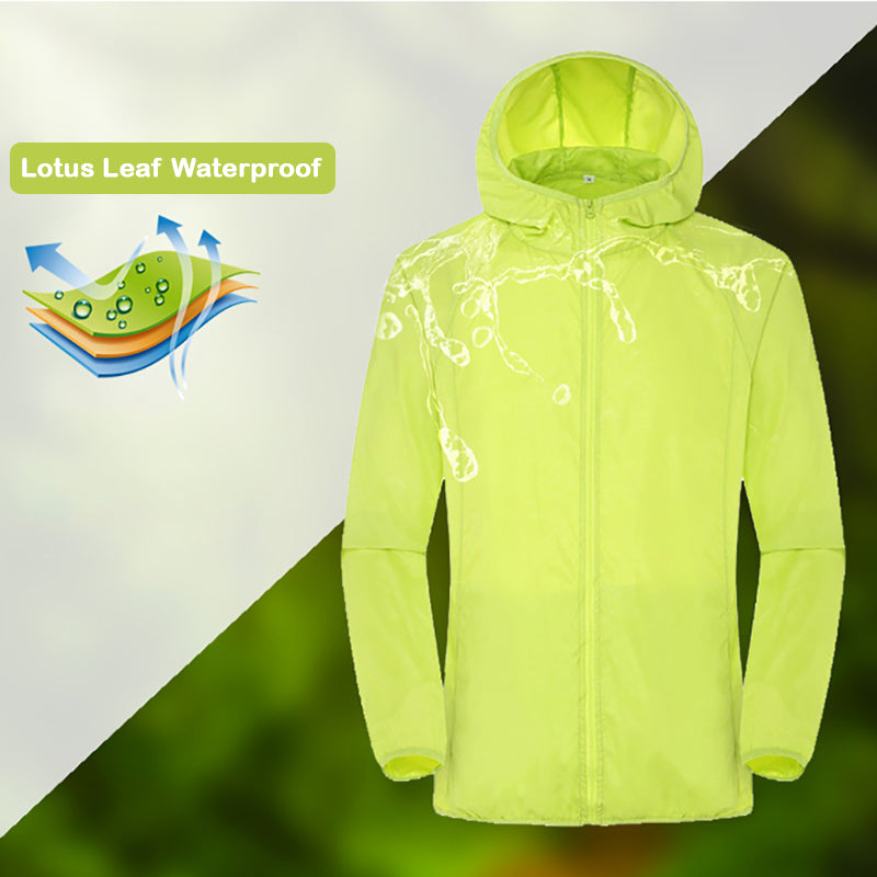 Men Women Waterproof Rain Jacket Sun Protection Hoodie - PUPU