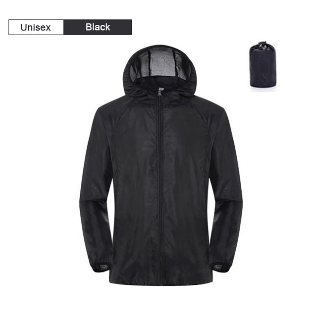 Men Women Waterproof Rain Jacket Sun Protection Hoodie - PUPU