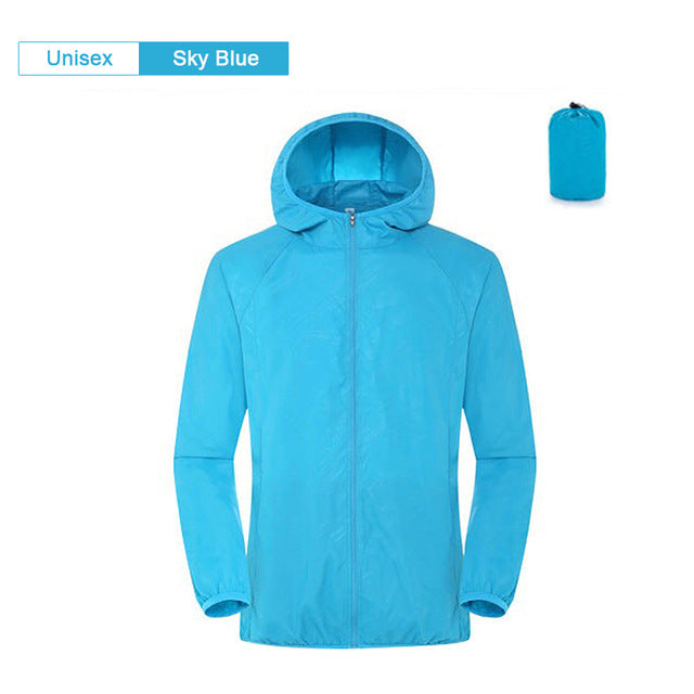 Men Women Waterproof Rain Jacket Sun Protection Hoodie - PUPU