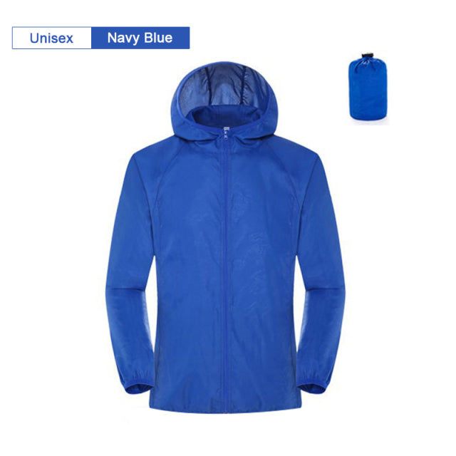 Men Women Waterproof Rain Jacket Sun Protection Hoodie - PUPU