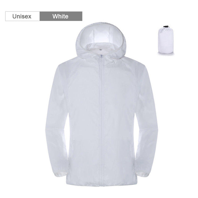 Men Women Waterproof Rain Jacket Sun Protection Hoodie - PUPU