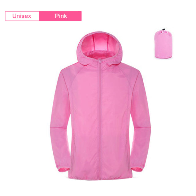 Men Women Waterproof Rain Jacket Sun Protection Hoodie - PUPU