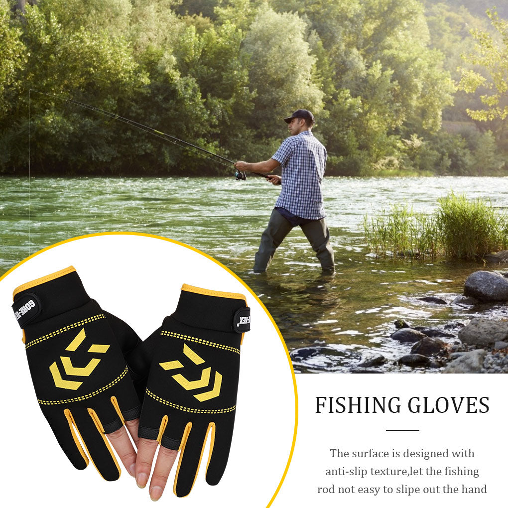 1 Pair Fishing Gloves Anti-slip 3 Cut Finger Angling SBR Gloves - PUPU