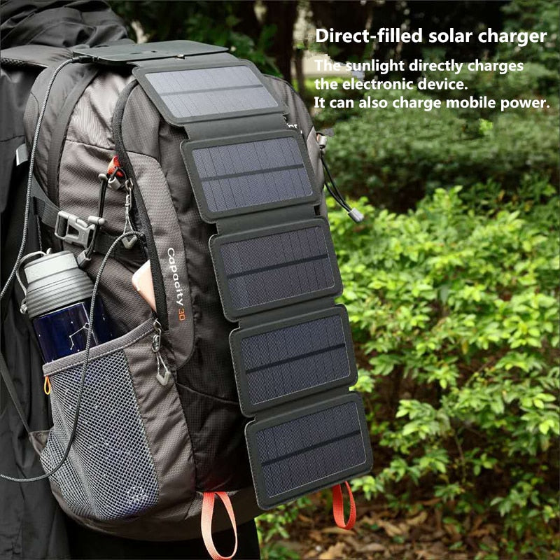 Portable Solar Charger Folding 10W Solar Cells 5V 2.1A USB Output - PUPU