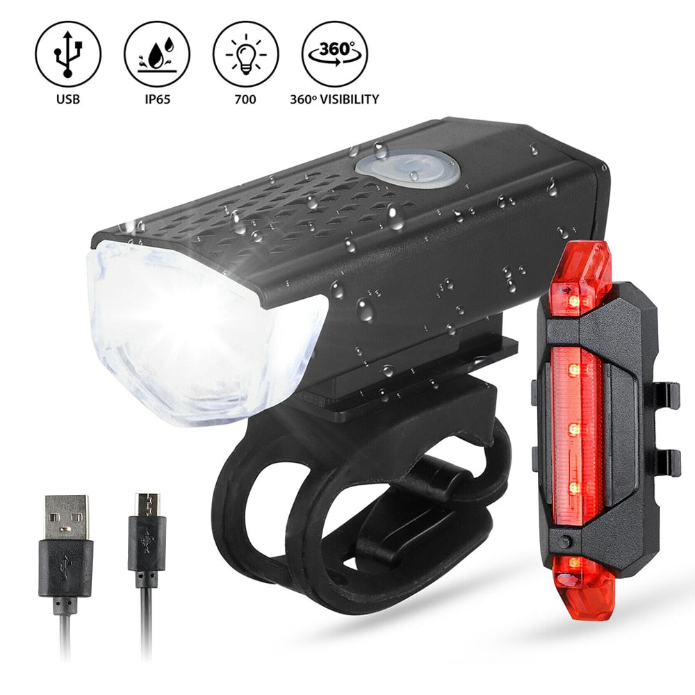 USB Rechargeable Bike Light Waterproof Bicycle Lamp Flashligh - PUPU