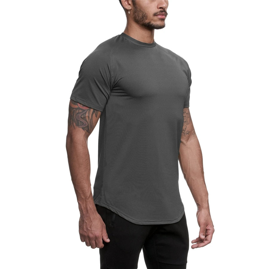 Men Short Sleeve Slim Fit Workout T-Shirt - PUPU