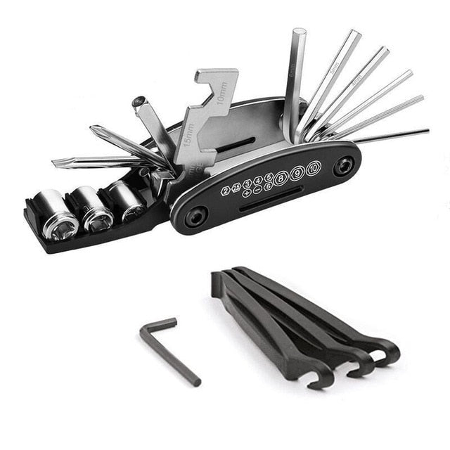 Bicycle Repair Tools Kit Bike Accessories Multi-Tool Set With Pump Tire Patch - PUPU