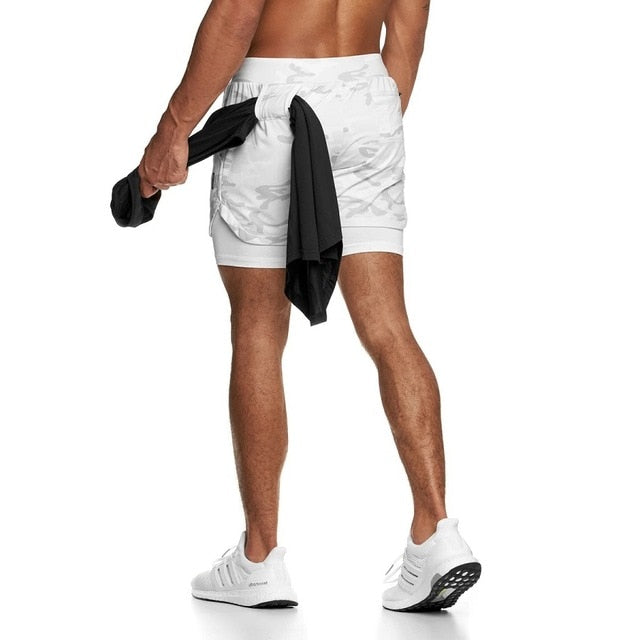 Men 2 In 1 Double-deck Quick-Dry Gym Sports Shorts - PUPU