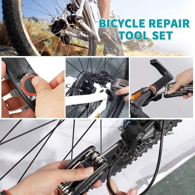 Bicycle Repair Tools Kit Bike Accessories Multi-Tool Set With Pump Tire Patch - PUPU