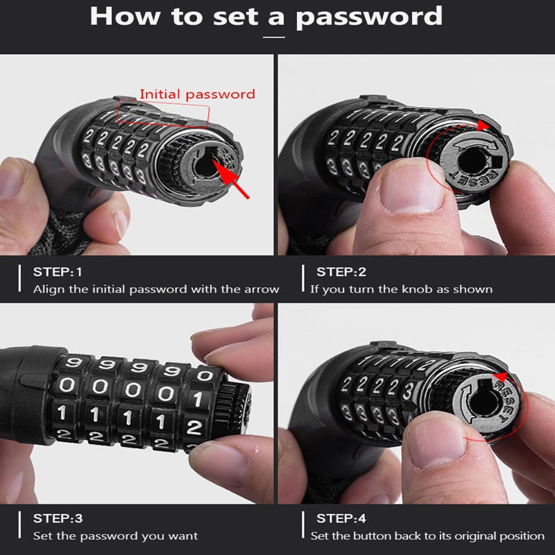 Portable Bicycle Lock Anti-theft Password Key Chain Lock - PUPU